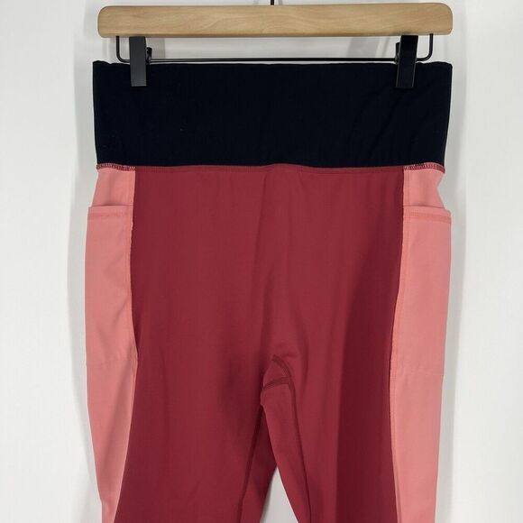 Anthropologie Fourlaps Leggings Size Medium Women Red Pink Plyo Workout Athletic - Picture 2 of 10
